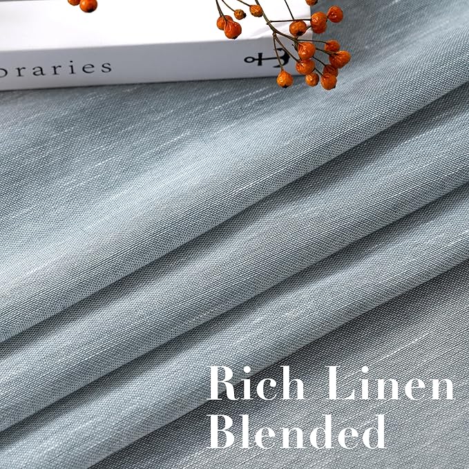 H.VERSAILTEX Linen Curtains Flax Linen Blended Curtain Panels for Living Room/Bedroom Semi Sheer Privacy Curtains 108 inch Length 2 Panels Set Nickel Grommet Window Drapes (52" W x 108" L, Teal)