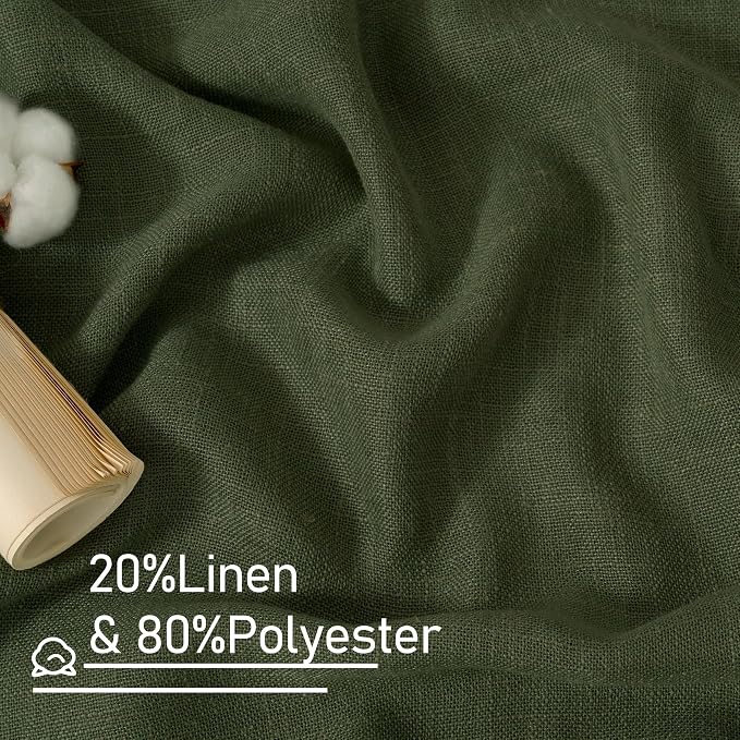 Olive Green Linen Curtains for Living Room Bedroom, 52 x 108 Inch | Light Filtering, Semi Sheer, Curtains for Bedroom, Sliding Glass Door, Christmas Decor, Rod Pocket Back Tab, 52 x 108 Inch