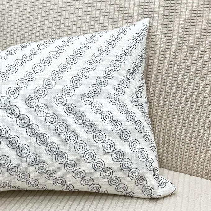 Slow Cow Linen Embroidery Decorative Pillow Cover Cushion Cover Geometric Pattern Throw Pillow Cover Pillowcase 20 x 20 Inches Dark Gray