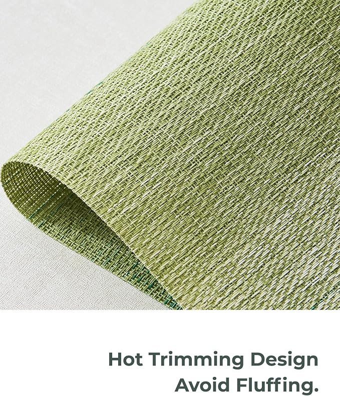 Leetaltree Gradient Green Woven Placemats Set of 24 - Heat Resistant Non-Slip Place mats for Dining Table, Washable Durable PVC Vinyl Woven Table Mats(Gradient Green, 24)