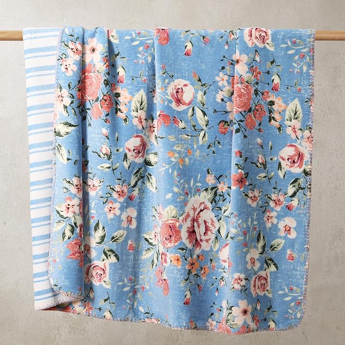 Floral Reversible Throw Blanket for Couch-Coco Flannel Soft Bed Blankets | Luxuriously Warm Fluffy Decor for Women, Mom, Her & Girls, Plush Throw for Sofa, Chair, 60x80in, Red Rose