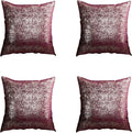 Gyulin Pack of 4,Silver Velvet Throw Pillow Covers 18x18 Inches, Sparkle Silver Foil Print Solid Square Pillow Covers Cushion Covers for Couch Sofa Home Bedroom Decor, Burgundy Red