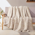 Elegant Comfort Premium Animal Print Leopard Reversible Throw Blanket - Ultra Soft and Lightweight, Luxury Knitted Breathable Fleece for Couch, Bed, Sofa-Warm Velvet Fluffy Throw, 50 x 70 Inch, Beige