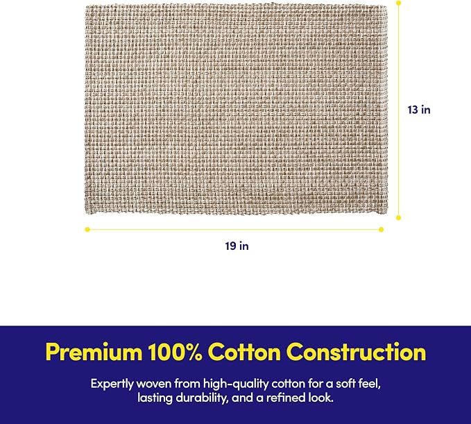 Sweet Home Collection 100% Cotton Placemats for Dining Room Rectangle Two Tone Woven Fabric 13" x 19" Soft Durable Table Mat Set, Set of 6, Eggshell