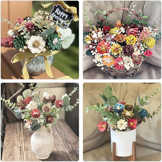 Tiyard 18pcs Eucalyptus Stems Artificial Eucalyptus Leaves Stems | Artificial Fake flowers for Home Office Flowers Bouquet Centerpiece Wedding Decoration Christmas Decor