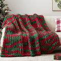 Negwoo Chunky Knit Throw Blanket, Knitted Throw Chenille Yarn, 40"*50" | Soft Thick Cable Knitted Blankets, Handmade Big Thick Blanket, Machine Washable Cute Comfy Blanket for Home Decor, X stripe