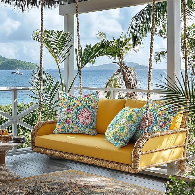 Outdoor Pillow Covers for Patio Furniture 20x20 Inch, Decorative Patio Throw Pillow Covers Set of 2, Modern Square Cushion Cases for Porch Garden Home Office,Damask Red