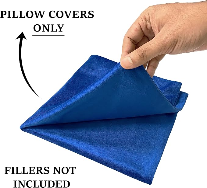 RELY+ Pack of 2 Throw Pillow Covers 18x18 Inch Velvet Soft Cozy Solid Decoration Gifts Pillow Covers Luxury Cushion Case for Sofa Couch Bedroom Living Room (Blue, 18 X 18)