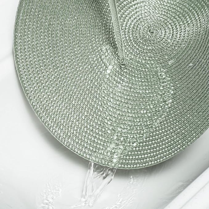 AHHFSMEI Round Placemats Set of 4 Heat Resistant Washable Non-Slip Woven Braided Table Mats for Dining Table Kitchen & Home Decor (Sage Green,4)