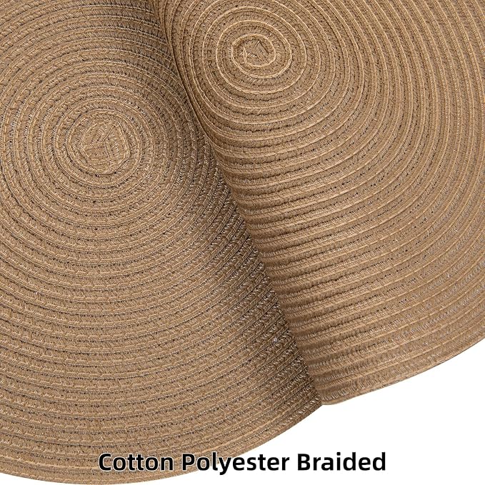SHACOS Round Braided Placemats Set of 8 Washable 15 inch Round Table Mats Woven Place Mats for Dining Table (Brown, 8)