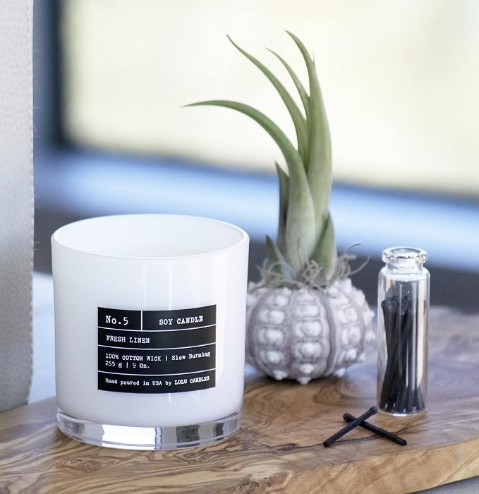 Lulu Candles | White Jasmine & Green Tea | Luxury Scented Soy Jar Candle | Hand Poured in The USA | Highly Scented & Long Lasting (9 Oz.)
