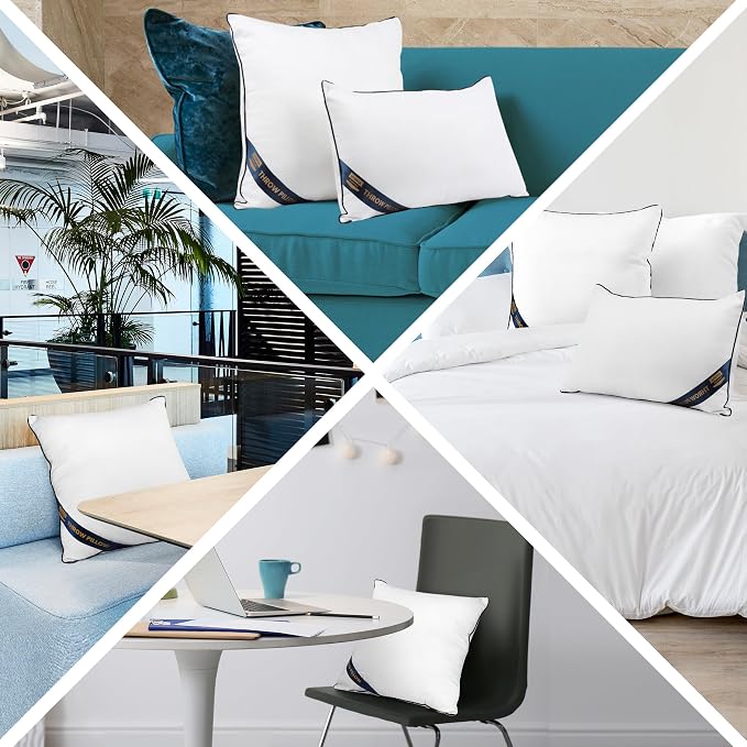 Utopia Bedding 14x14 Throw Pillow Inserts, Decorative Pillows, Pack of 2 | Piping Throw Pillows, Plush & Supportive, Aesthetic Cushion Sham Stuffer for Sofa, Office, Couch & Bed, Set of 2, White
