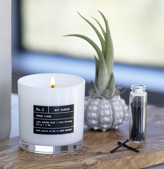 Lulu Candles | Fresh Linen | Luxury Scented Soy Jar Candle | Hand Poured in The USA | Highly Scented & Long Lasting (9 Oz. 2 Pack)
