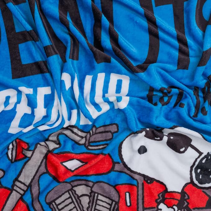 Silver Buffalo Peanuts Snoopy Speed Club Est, Fleece Throw Blanket, 45x60in | 1950, Soft and Cozy, 185 GSM