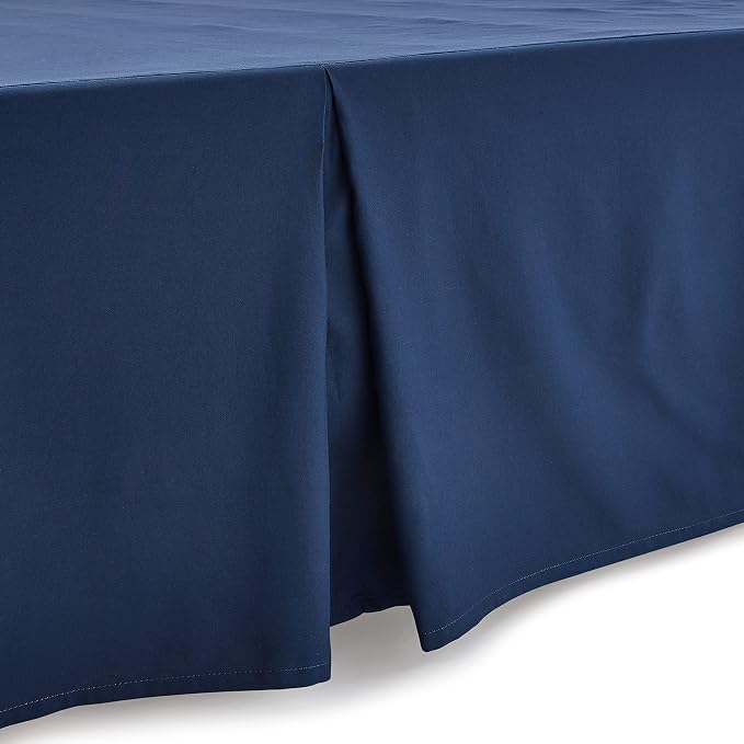 Amazon Basics Lightweight Pleated Dust Ruffle Bed Skirt, Wrinkle and Fade Resistant, Machine Washable, Full, Navy Blue
