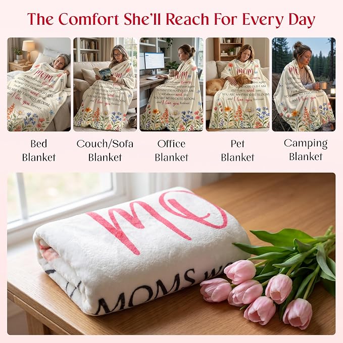 WRAPIX Gifts for Mom from Daughter Son - Soft Fleece Throw Blanket 60x80 in | Gifts for Mom, Mother Daughter Gift, Machine Washable, Ideal for Couch Bed, Lightweight Warmth, Home Comfort Decor