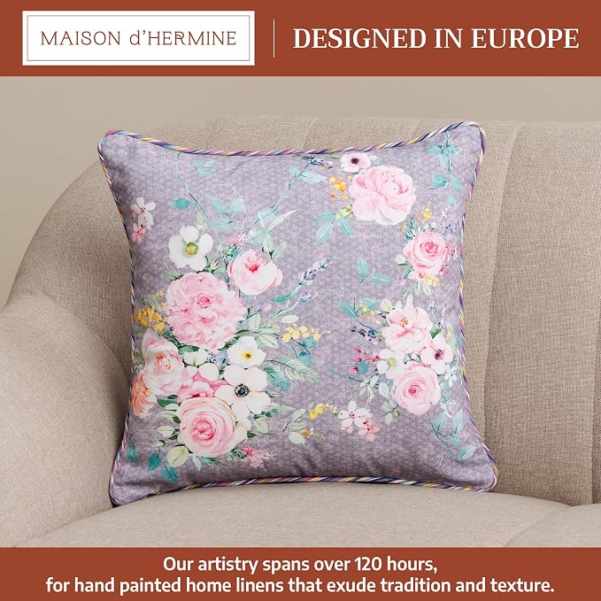 Maison d' Hermine Throw Pillow Covers 100% Cotton (18" x 18" - Pack of 1)