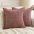 FUTEI Pack of 2 Chenille Tweed Vintage Throw Pillow Covers 18x18 Inch Soft Decorative Cushion Case Modern Farmhouse Accent for Couch Bed Living Room, Burgundy