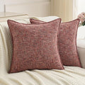 FUTEI Pack of 2 Chenille Tweed Vintage Throw Pillow Covers 20x20 Inch Soft Decorative Cushion Case Modern Farmhouse Accent for Couch Bed Living Room, Burgundy