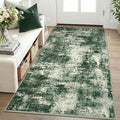 Lansny Abstract Washable Entryway Rug 3x5 Area Rug Non Slip Kitchen Rugs | Green;Thin Printed Faux Wool Door Mat;Small Rugs;Front Door Rug;Indoor Entry Rug;Rubber Backed Floor Carpet;Throw Rugs