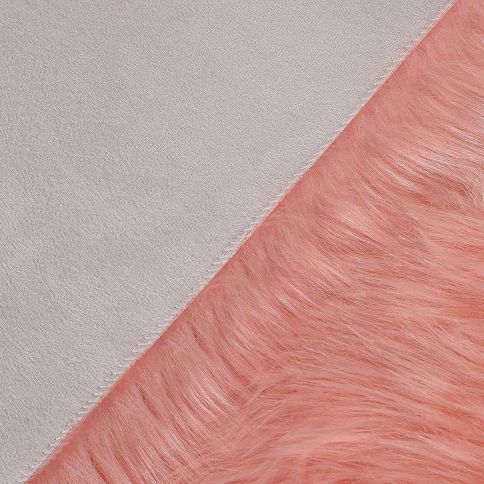 linmopm Faux Fur Rug Sheepskin Shag Fluffy Fuzzy Pink 3x3 ft Rugs for Bedroom Bedside Bed Floor Living Room Plush Round High-Density Cushion Carpet Super Sofa Cover