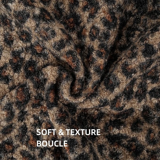 cygnus Cheetah Print Boucle Throw Pillow Covers 18x18 Inch | Set of 2 Soft Fuzzy Curly Textured Decorative Pillowcase, Leopard Pillows for Living Room Bedroom Stockholm Home Decor