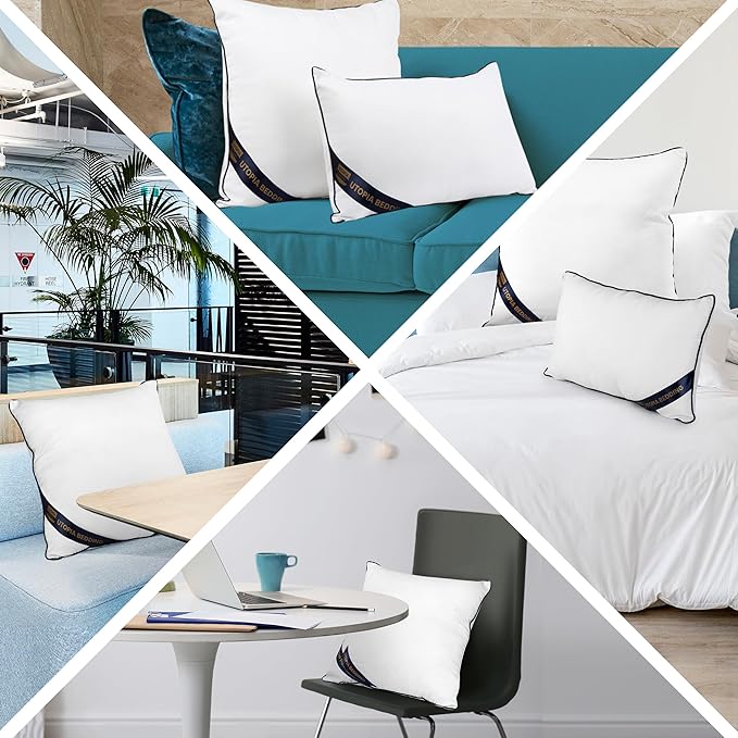 Utopia Bedding 24x24 Throw Pillow Inserts, Decorative Pillows, Pack of 2 | Piping Throw Pillows, Plush & Supportive, Aesthetic Cushion Sham Stuffer for Sofa, Office, Couch & Bed, Set of 2, White