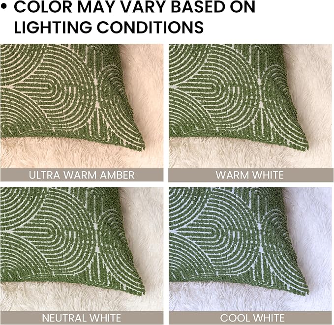 AELS Boho Decorative Textured Throw Pillow Covers 18x18, Modern Mid Century Rainbow Tufted Pillow Case, Farmhouse Rustic Geometric Woven Cushion Case for Bed Couch Sofa, Olive Green
