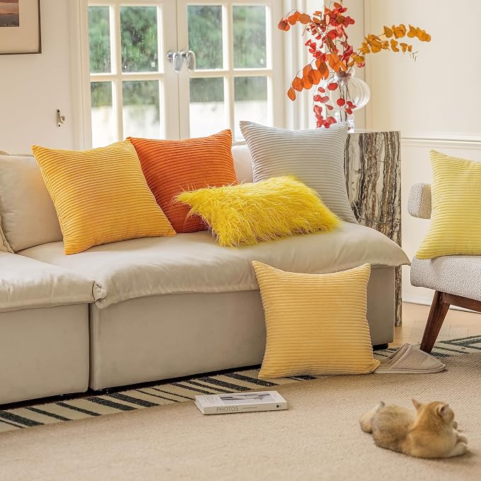 Home Brilliant 22x22 Throw Pillow Covers Pillow Covers Decorative Set of 2 Accent Pillows for Couch Bench Sofa Summer Decor, 22 x 22 Inch, Sunflower Yellow