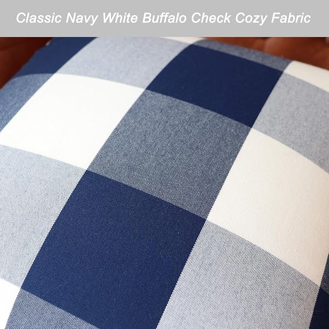 Buffalo Check Plaid Pillow Covers Decorative Outdoor Throw Pillow Covers 12 x 12 Farmhouse Throw Pillows for Couch Sofa Bed Home Pack of 2 Navy Blue