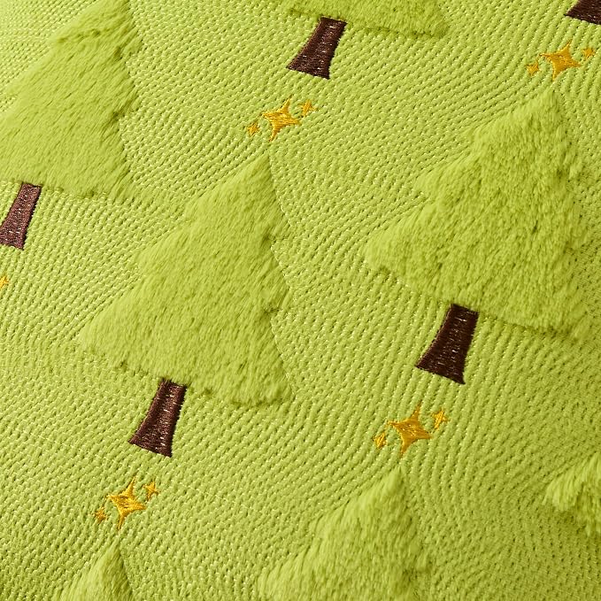 UGASA Star Christmas Decorative Pillow Covers 12x20 Inch Set of 2 Soft Plush Faux Fur Jacquard Throw Pillows Pillowcases for Couch Sofa Holiday Festivals Winter Home Decor, Green