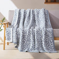 Elegant Comfort Premium Animal Print Leopard Reversible Throw Blanket - Ultra Soft and Lightweight, Luxury Knitted Breathable Fleece for Couch, Bed, Sofa- Warm Velvet Fluffy Throw, 50 x 70 Inch, Gray