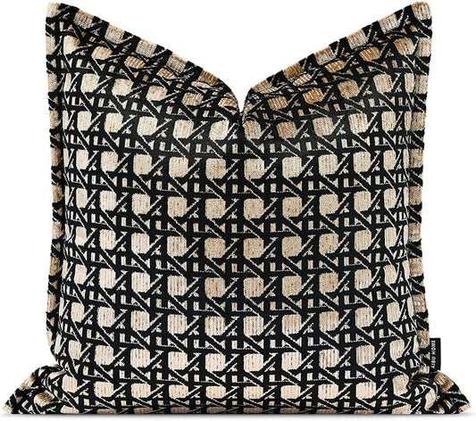 Throw Pillow Cushion Cover 20x20 inches, Luxury Velvet Decorative Pillows Cover, Geometric Rhombus Pattern Pillow Covers for Sofa Living Room