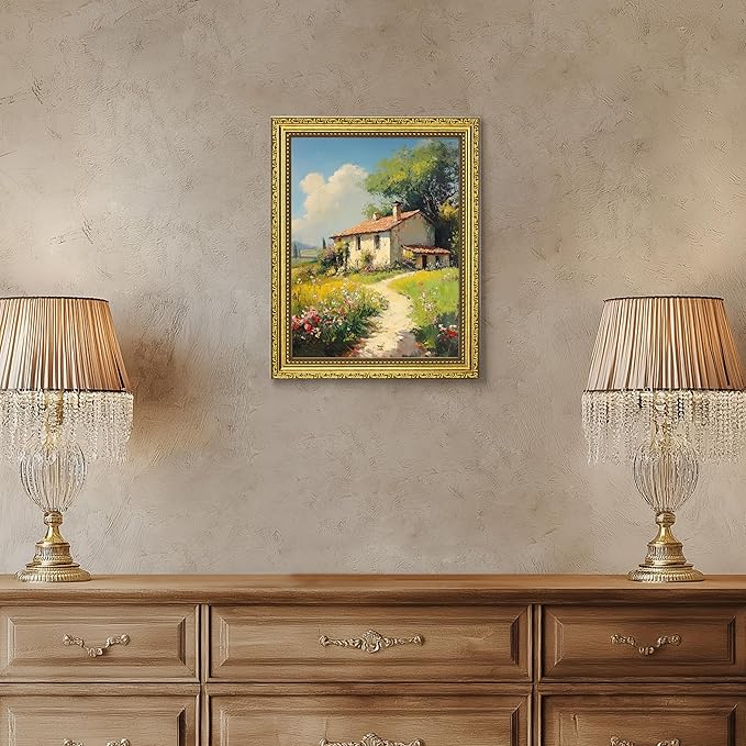 eletecpro 8.5x11 Vintage Picture Frame, Glass Cover, Gold, 2-Pack