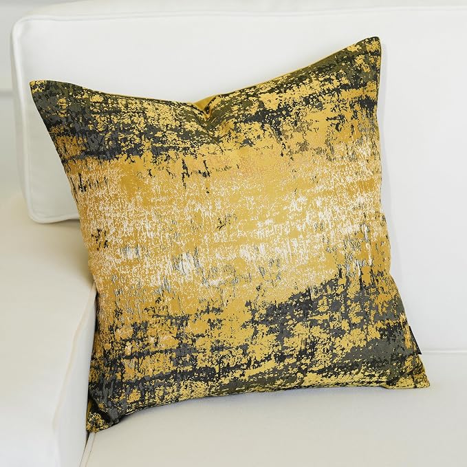 THE-TINOART Luxury Sun Gold Pillow Covers 22x22, Textured Jacquard Woven, Boho Decorative Pillow Covers for Couch Sofa Bed