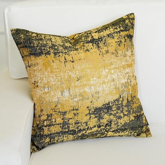 THE-TINOART Luxury Sun Gold Pillow Covers 22x22, Textured Jacquard Woven, Boho Decorative Pillow Covers for Couch Sofa Bed