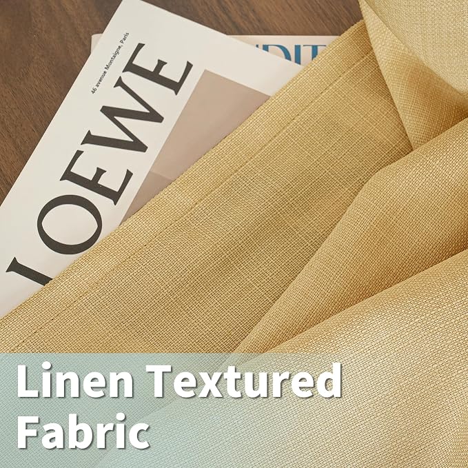 72 inch Long Linen Curtains for Bedroom 2 Panels, Caramel Brown | Light Filtering, Linen Textured, Privacy Protected, Window Treatments, Soft Curtains for Living Room, Grommet, 52 x 72 Inch