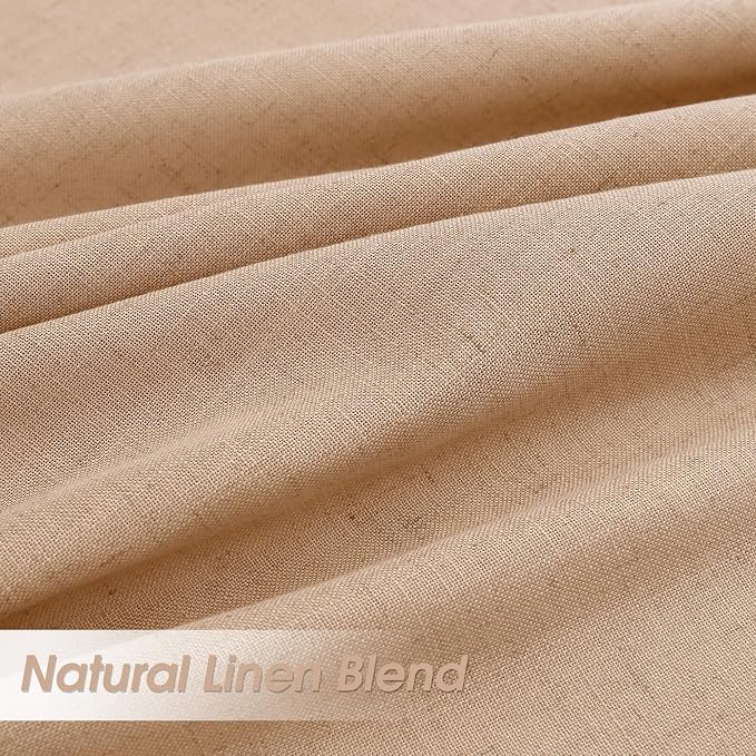 Linen Curtains 96 Inches Long for Living Room Back Tab Semi Sheer Floor to Ceiling 8ft Light Filtering Curtain Boho Farmhouse Decor Window Drapes for Bedroom 52x96 2 Panels Camel