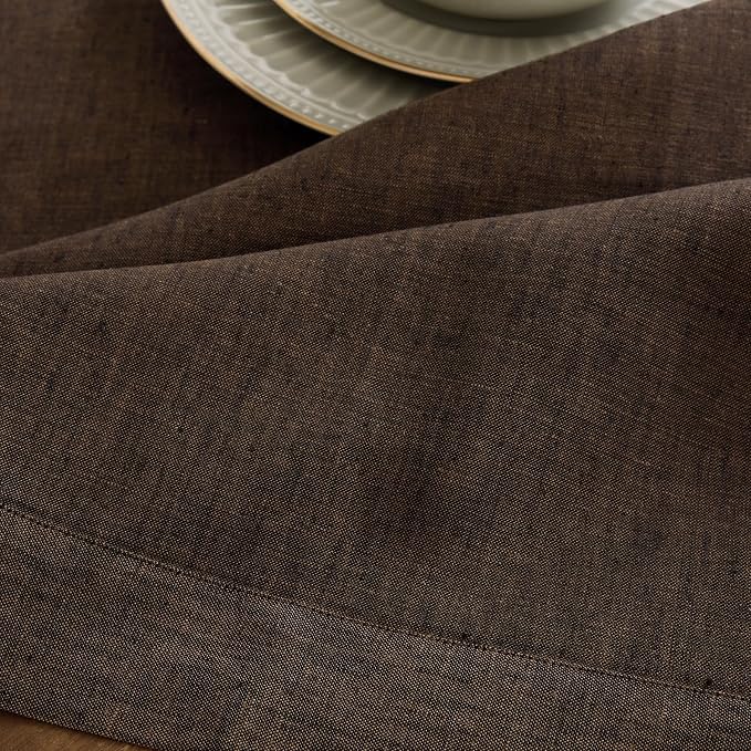 Solino Home 100% Pure Linen Table Runner Brown Woven, Athena 14 x 72 in | a graceful centrepiece for dining and gatherings, European flax fibres, mellows with every wash, soft, OEKO-TEX Certified