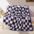Elegant Comfort Premium Checkered Reversible Throw Blanket - Ultra Soft and Lightweight, Luxury Knitted Breathable Fleece for Couch, Bed, Sofa - Warm Velvet Fluffy Throw, 50 x 70 Inch, Purple