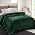 Whale Flotilla Flannel Fleece Bed Blanket Twin XL Size, Emerald Green | Lightweight Breathable Soft Bedspread, Plush Fluffy Coverlet Chevron Design Decorative Blanket for All Season, 90x66 Inch