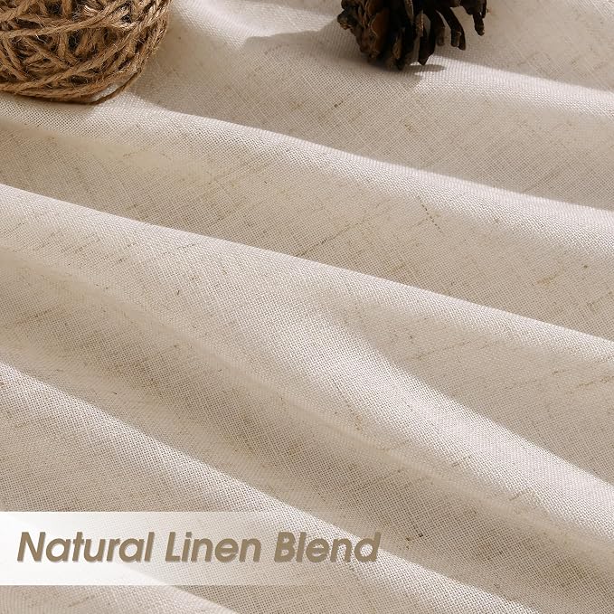Extra Long Linen Curtains 108 Inches for Living Room Back Tab Semi Sheer High Floor to Ceiling 9ft Light Filtering Curtain Boho Farmhouse Decor Window Drapes for Bedroom 2 Panels Cream Beige