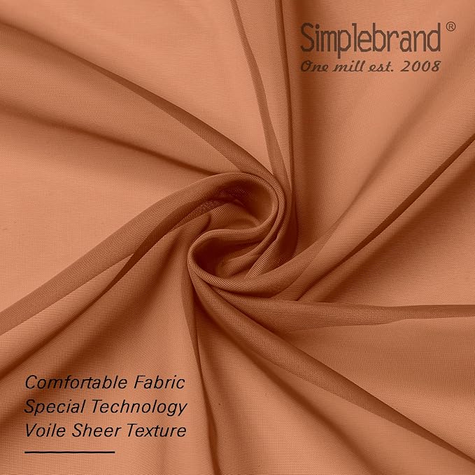 Simplebrand Orange Sheer Curtains 96 Inches Long, Light Filtering Rod Pocket Solid Color Window Sheer Curtain Panels, Elegant Curtains & Drapes for Living Room, Bedroom 2 Panels, 42" W x 96" L