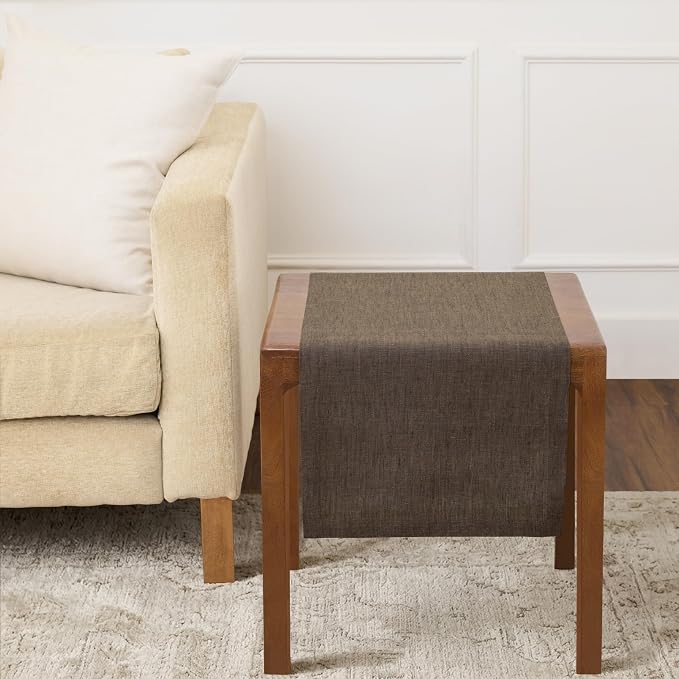 Solino Home 100% Pure Linen Table Runner Brown Woven, Athena 14 x 36 in | a graceful centrepiece for dining and gatherings, European flax fibres, timeless understated style, soft, OEKO-TEX Certified
