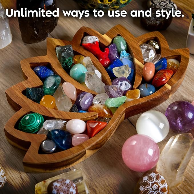Crystal Display Tray, Lotus Crystal Holder, Rock Display, Horizon 11"x7"