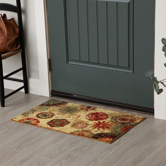 Mohawk Home Caravan Ornamental Floral Medallion 2' 6" x 3' 10" Area Rug - Orange - Perfect for Living Room, Dining Room, Office