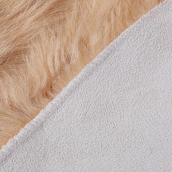 linmopm Faux Fur Rug Sheepskin Shag Fluffy Fuzzy 6x9 ft Beige Rugs for Bedroom Bedside Bed Floor Living Room Plush Rectangle High-Density Cushion Carpet Super Sofa Cover