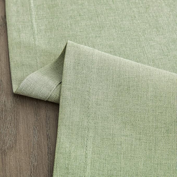 ZeeMart Basic Linen Style Table Runner, 14x108 Inch Sage Green | Mitered Corner Design, Medium Weight Fabric, Rustic Farmhouse Style, Machine Washable Easy Care Everyday Table Scarf