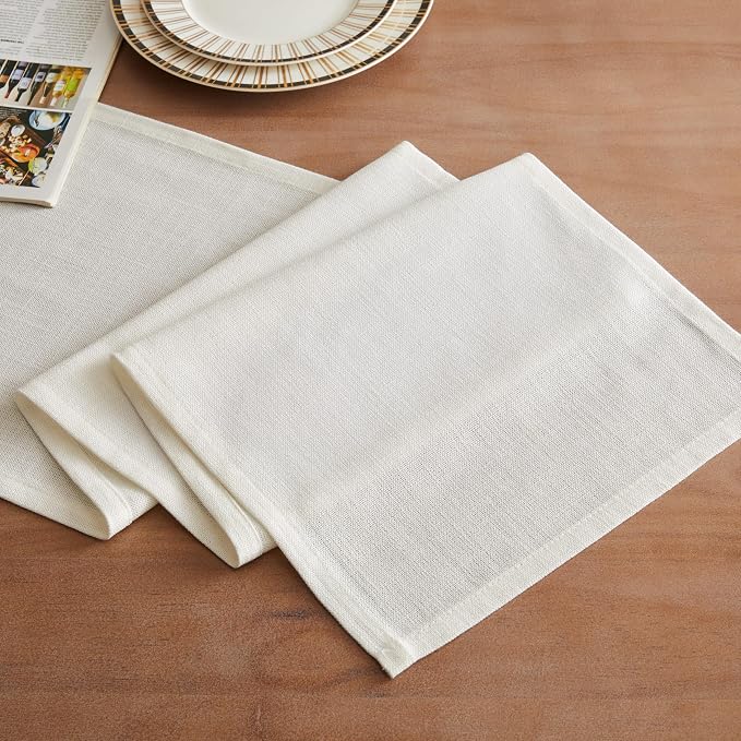 ZeeMart Rustic Cotton Linen Table Runner, 13x90 Inches Off White | Farmhouse Style Linen Table Runners 90 Inches Long, Washable Kitchen Dining Table Decoration for Home Party Decor