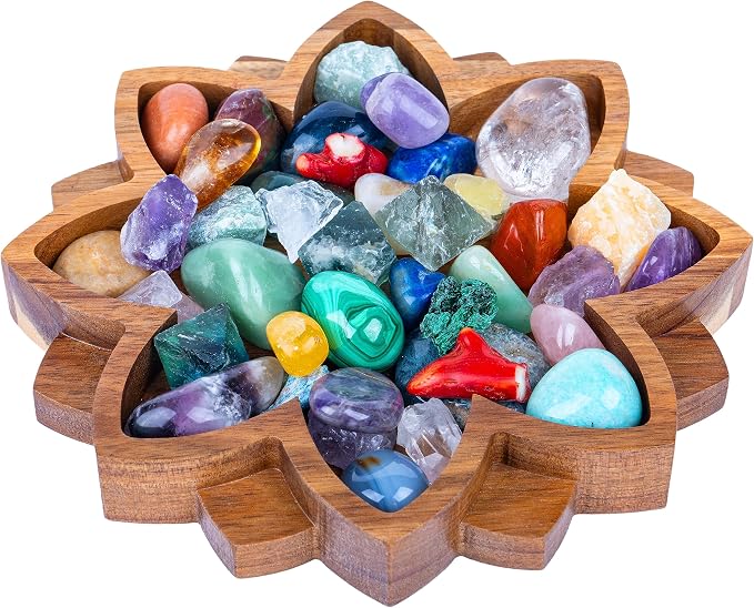 Crystal Display Tray, Lotus Crystal Holder, Rock Display, Blossom 8"x8"